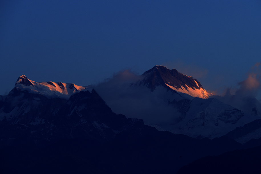 'Sunrise At Annapurna IV and II' (Dec 2009) - Sarangkot, Nepal