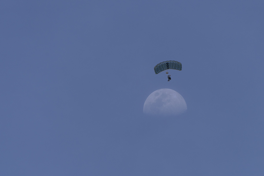 'Parachutist and Moon' (Jul 2018) - Marina Boulevard, Singapore