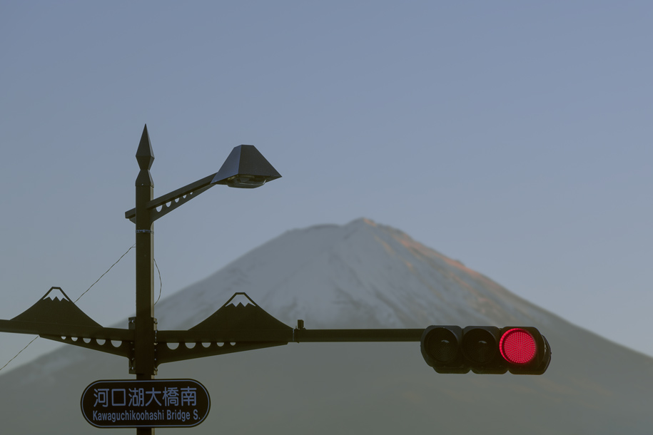 'Mount Fuji and Red Light' (Nov 2018) - Fujikawaguchiko, Japan